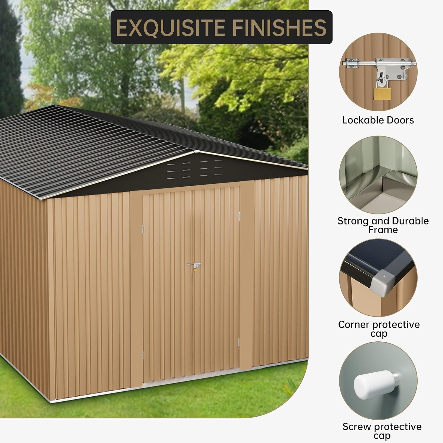Outdoor Storage Shed,8x12 FT Large Garden Shed,Large Metal Tool Sheds with Sloping Roof and Vents,Updated Reinforced and Lockable Doors Frame Metal Storage Shed for Patio for Backyard,Patio,Garage