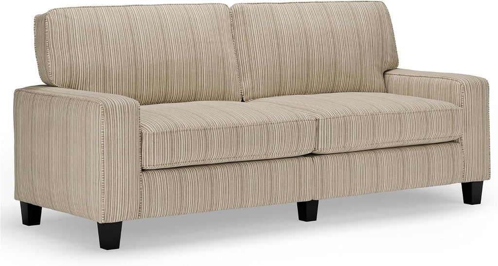 Serta Palisades 78' Track Arm Sofa, Easy Care Polyester, Soft Pillow Back, Pocket Coil Seat Cushions, Removable Covers, Loveseat or Couch for Small Spaces, Living Rooms or Bedrooms, Beige