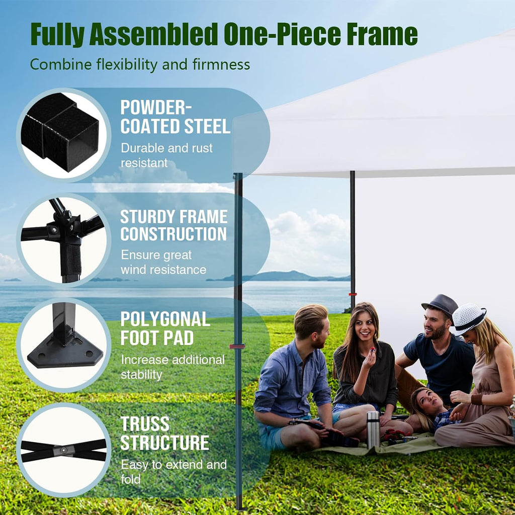 Eurmax USA NOMATTER ONE-Person Open&Close 10x10ft Pop Up Canopy Tent,Portable Shelter Canopy for Outdoor Events with 1 Removable Sidewall,Temporary Sunshade,Bonus 4 Sand Bags(Navy Blue)