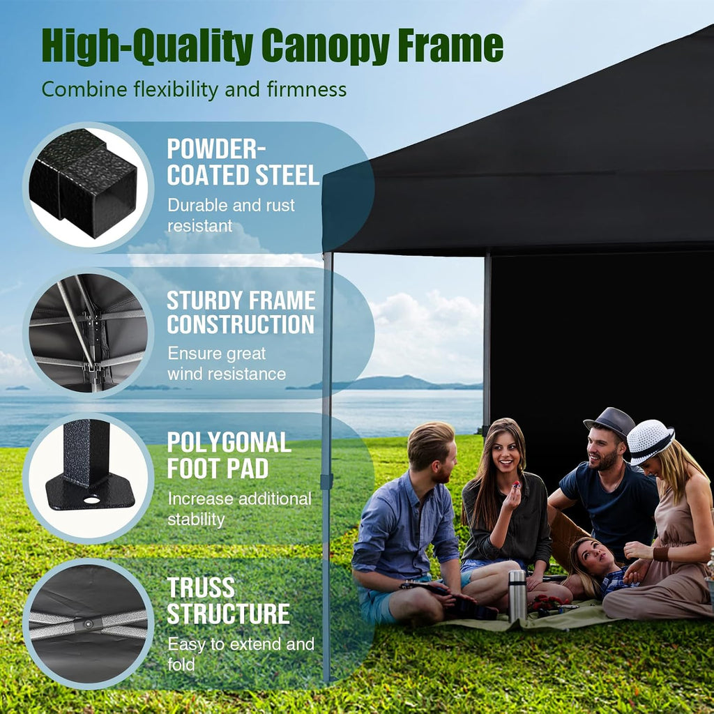 Eurmax USA NOMATTER ONE-Person Open&Close 10x10ft Pop Up Canopy Tent,Portable Shelter for Outdoor Events with 1 Removable Sidewall,Instant Canopies,Temporary Sunshade,Bonus 4 Sand Bags (Forest Green)