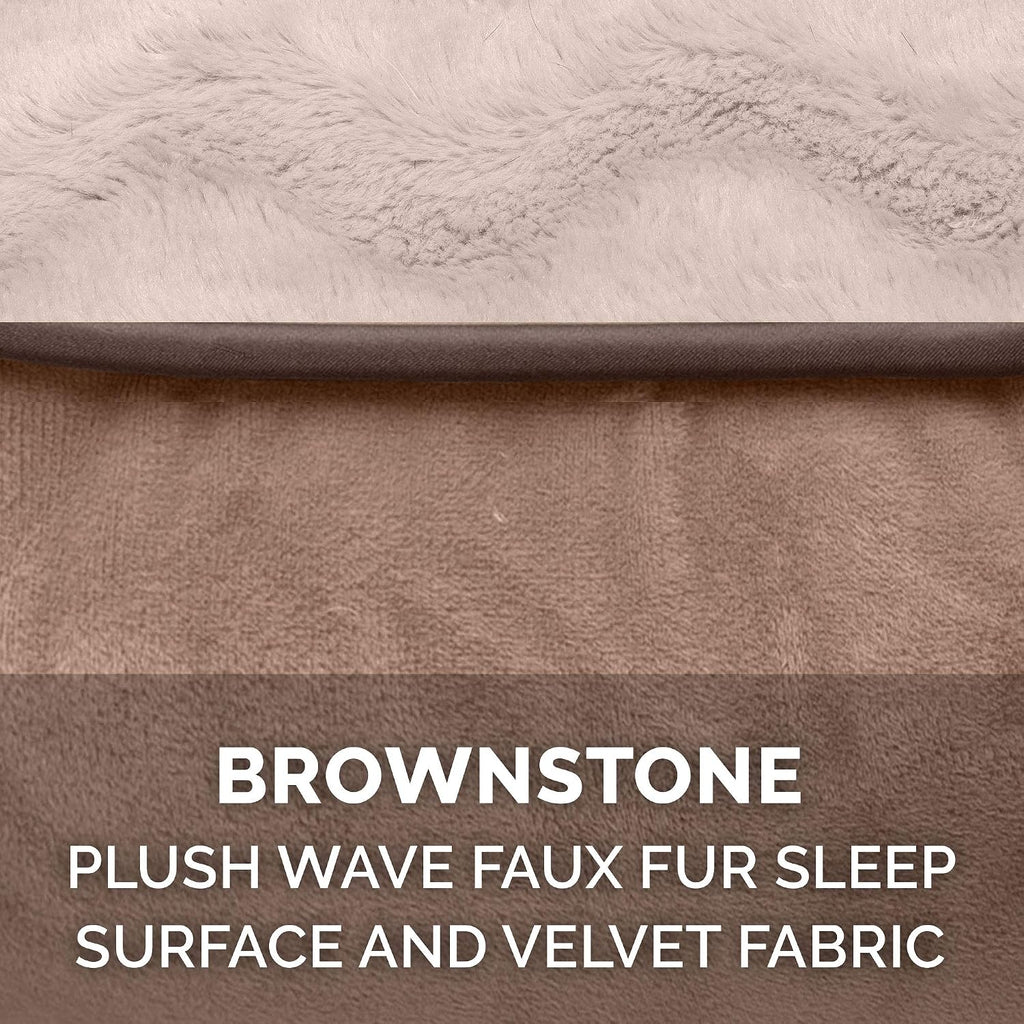 Furhaven Memory Foam Dog Bed for Large Dogs w/ Removable Bolsters & Washable Cover, For Dogs Up to 125 lbs - Plush & Velvet Waves Perfect Comfort Sofa - Brownstone, Jumbo Plus/XXL