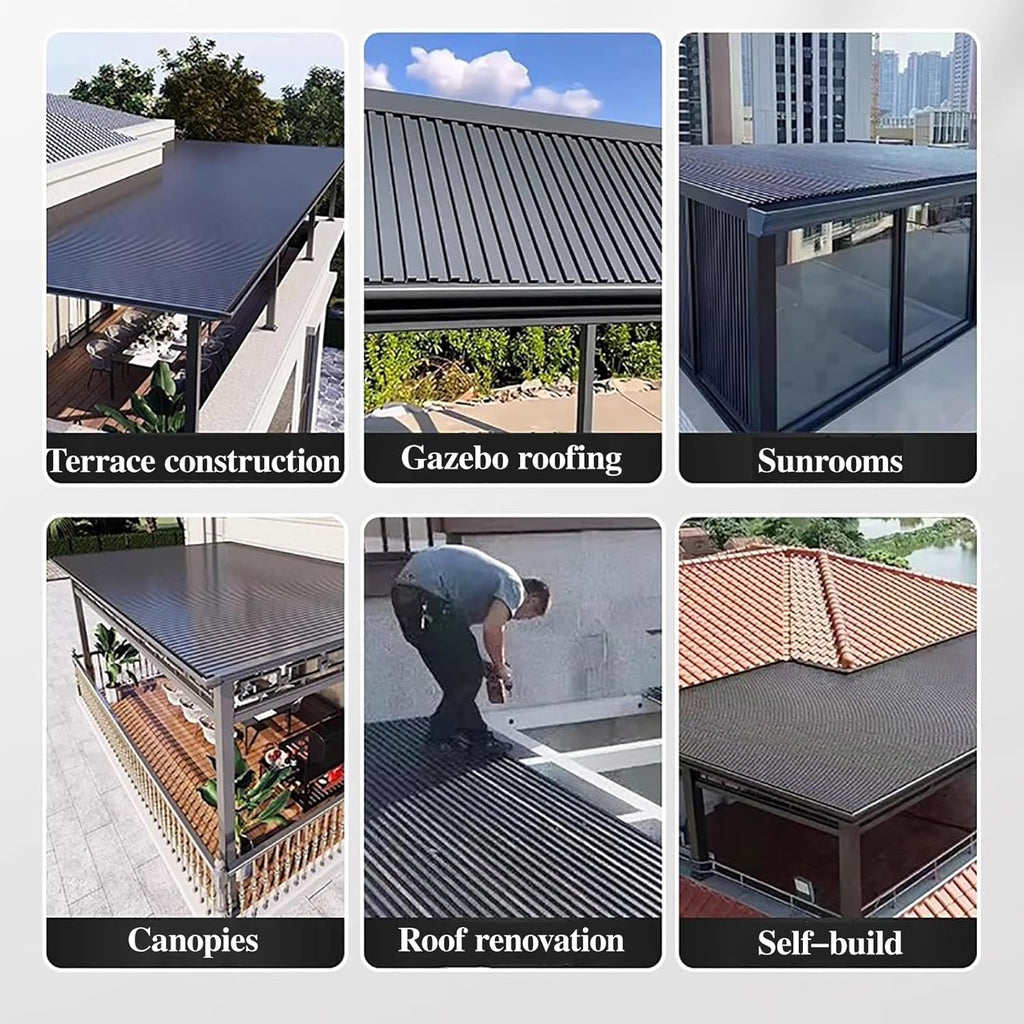 All-Weather Hard Top Gazebo for Backyard Pergola, Aluminum Roofing Panels - Insulated Corrugated Roof Sheets, Sun Room Garages Tiles Board Replacement(1 pcs,L 1m(3.2ft))