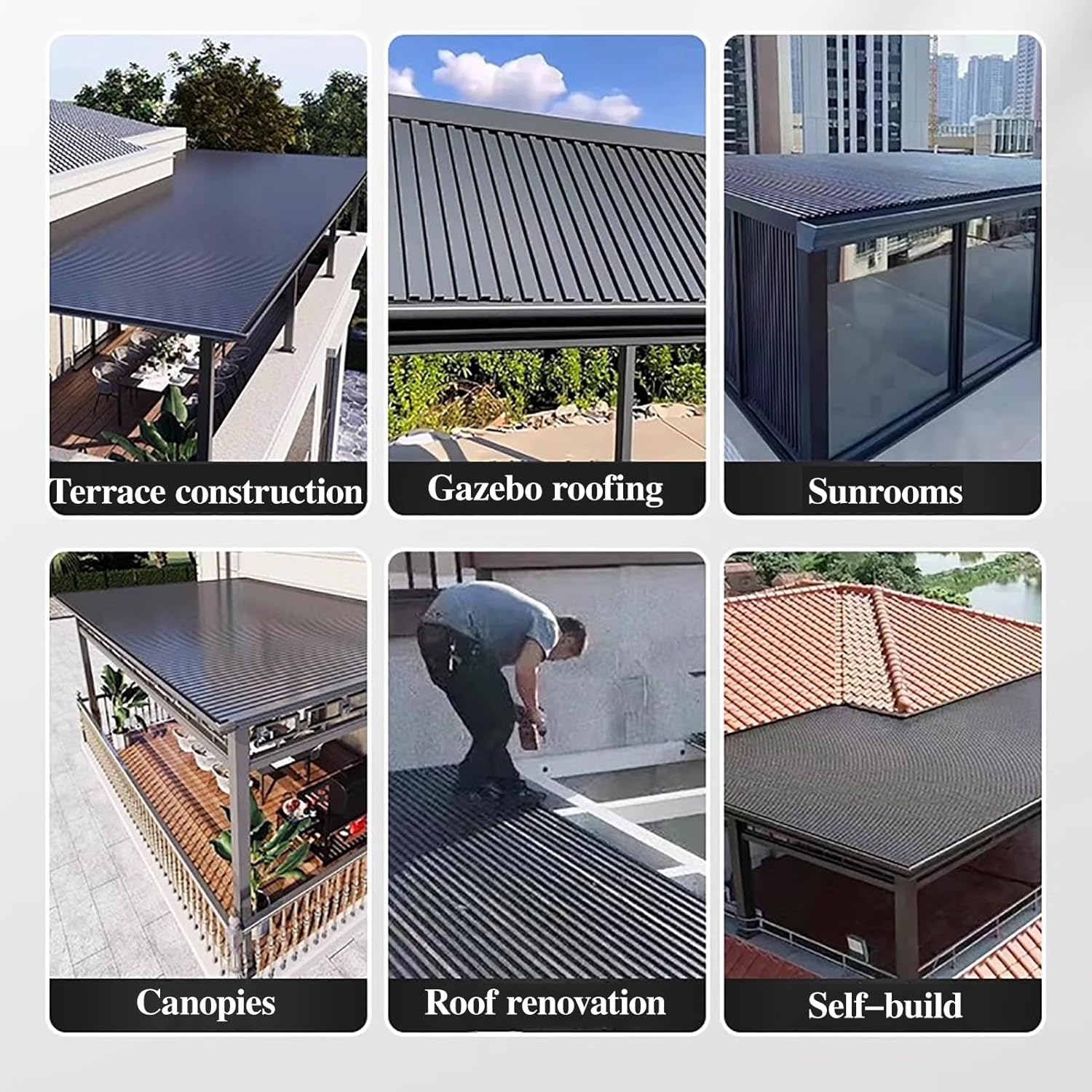 All-Weather Hard Top Gazebo for Backyard Pergola, Aluminum Roofing Panels - Insulated Corrugated Roof Sheets, Sun Room Garages Tiles Board Replacement(1 pcs,L 1m(3.2ft))