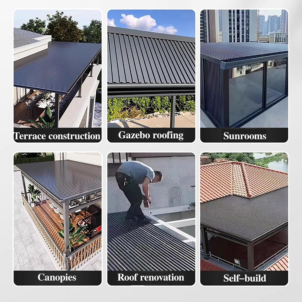 All-Weather Hard Top Gazebo for Backyard Pergola, Aluminum Roofing Panels - Insulated Corrugated Roof Sheets, Sun Room Garages Tiles Board Replacement(1 pcs,L 1m(3.2ft))