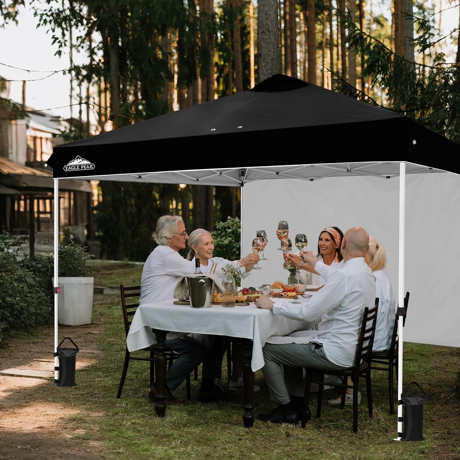EAGLE PEAK Commercial Canopy 12x12 Pop Up Canopy Tent with 1 Sidewall, Easy Setup Heavy Duty Instant Event Shelter for Vendors & Markets, Outdoor Sun Shade, Black