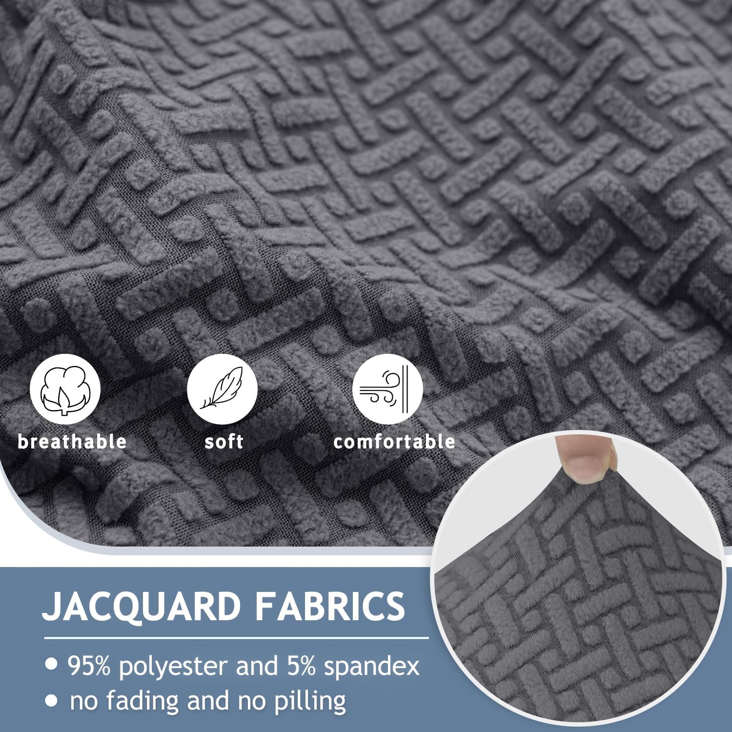 ALIECOM Stretch Corner Sectional Couch Covers L Shape Sofa Covers Washable Sectional Slipcovers U Shape Jacquard Living Room Pet Dogs Furniture Protector with Elastic Bottom (Medium Gray, Middle)