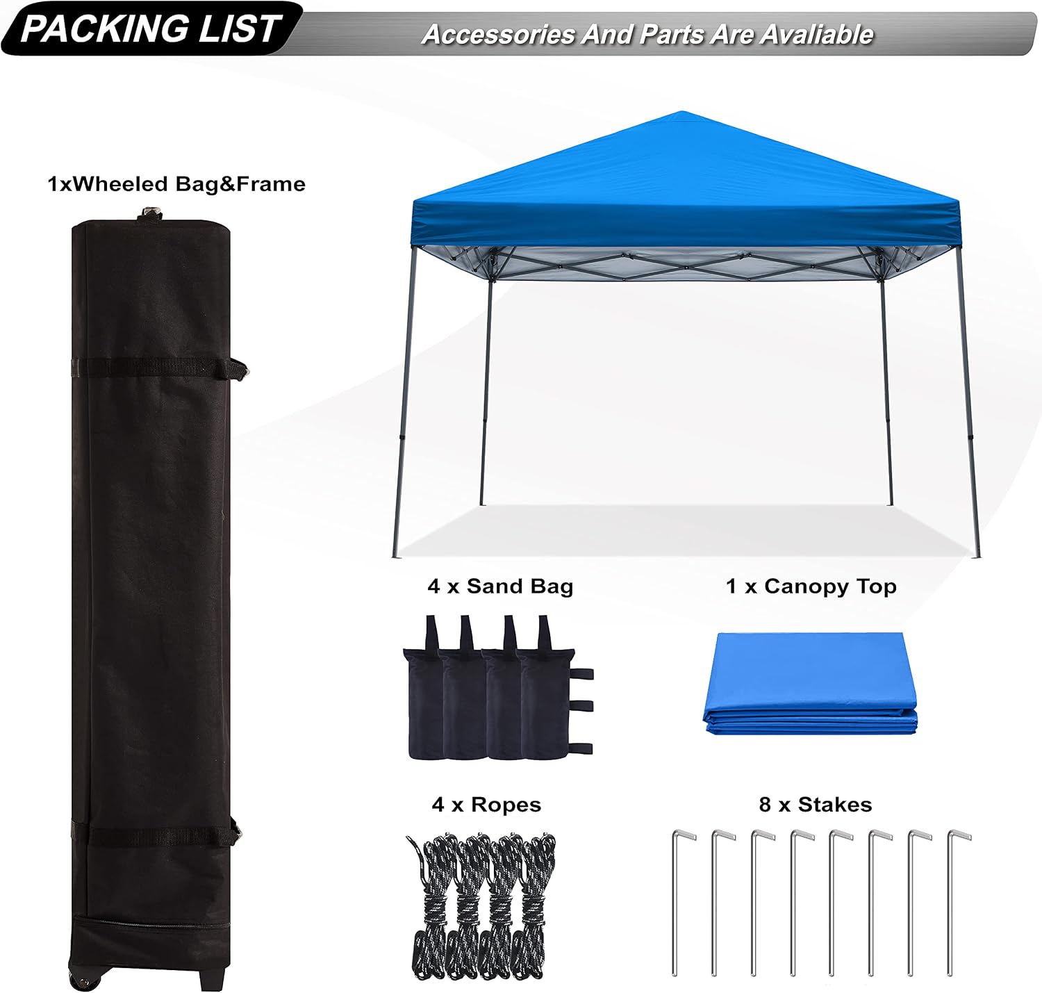 ABCCANOPY Stable Pop up Outdoor Canopy Tent 12 x 12 ft Base / 10 x 10 ft Top, Royal Blue