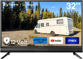 SYLVOX 32-Inch RV TV, 12 Volt Smart TV with Google OS, 178° Wide Viewing, HDMI/USB Ports, AC/DC Power, Voltage Protection for Camper, Motorhome and RV Use