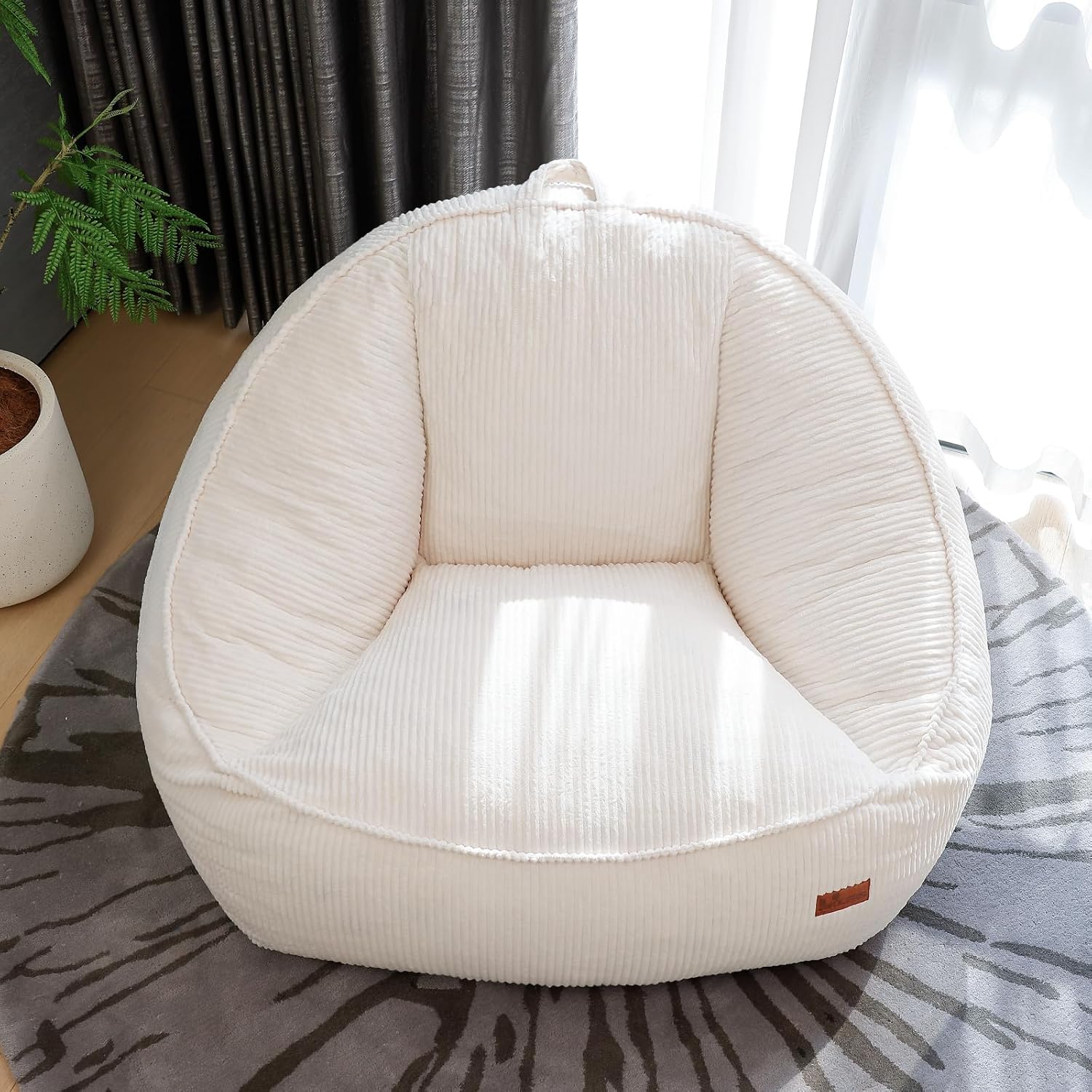 Bean Bag Chair, Cozy Fluffy Beanbag Chairs with Filler for Teens and Kids, Floor Lazy Sofa for Living Room Gaming & Reading (M-Beige)