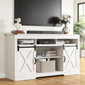 RoyalCraft TV Stand for 65+ Inch TV: Farmhouse Entertainment Center with Storage, Wood TV Console Cabinets with Sliding Barn Door, Tall Media with Adjustable Shelves for Living Room, Coastal Fog