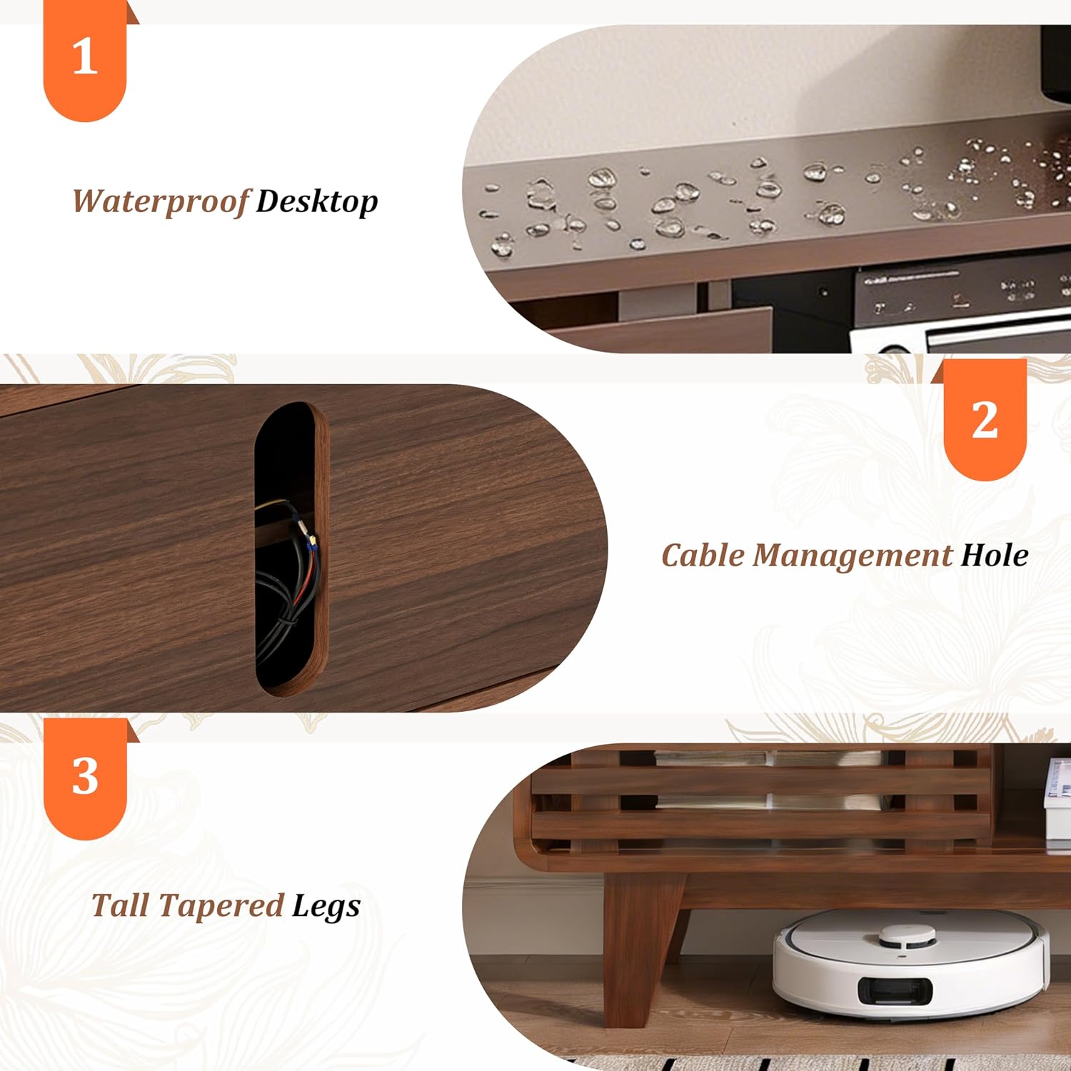 Luoxiao 55' Mid Century Modern TV Stand for 55 60 65 Inch TV, Walnut Media Console with Slatted Sliding Doors, Retro Wood Entertainment Center with Storage Shelves for Living Room, Bedroom