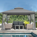 EAGLE PEAK Patio Gazebo with Mesh Netting 13x11 at Top 12x10 Footprint, Soft Top Outdoor Pavilion for Backyard, Deck, Lawn and Garden, Gray