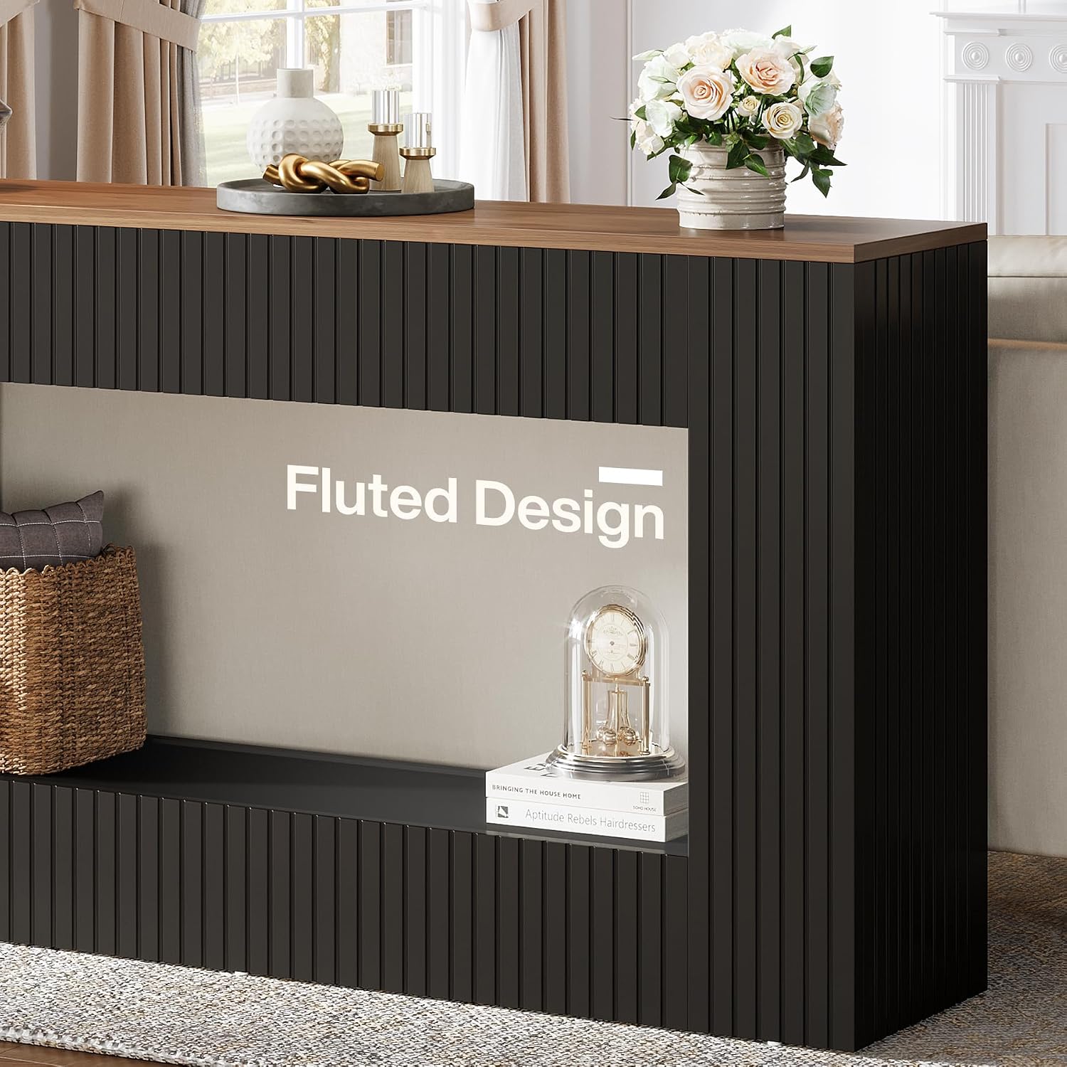 Tribesigns Modern Console Table, 55-Inch Wood Entryway Table with Storage, Narrow Long Sofa Table Behind Couch Table for Living Room, Foyer, Hallway, Black