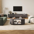 Coffee Table and TV Stand Set of 2,76.4'' Modern TV Console,Entertainment Center with 3 Drawers,Modern Oval Coffee Table with Storage, Wood Center Tables for Living Room, Bedroom, Home Office, Grey