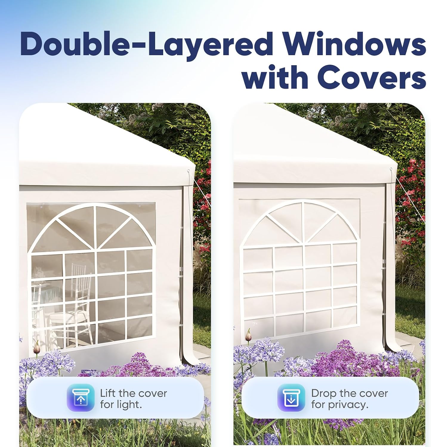 Quictent 20x20 Party Tent Heavy Duty PVC Fire Retardant, Outdoor Commercial Gazebo White Wedding Canopy with Removable Sidewalls