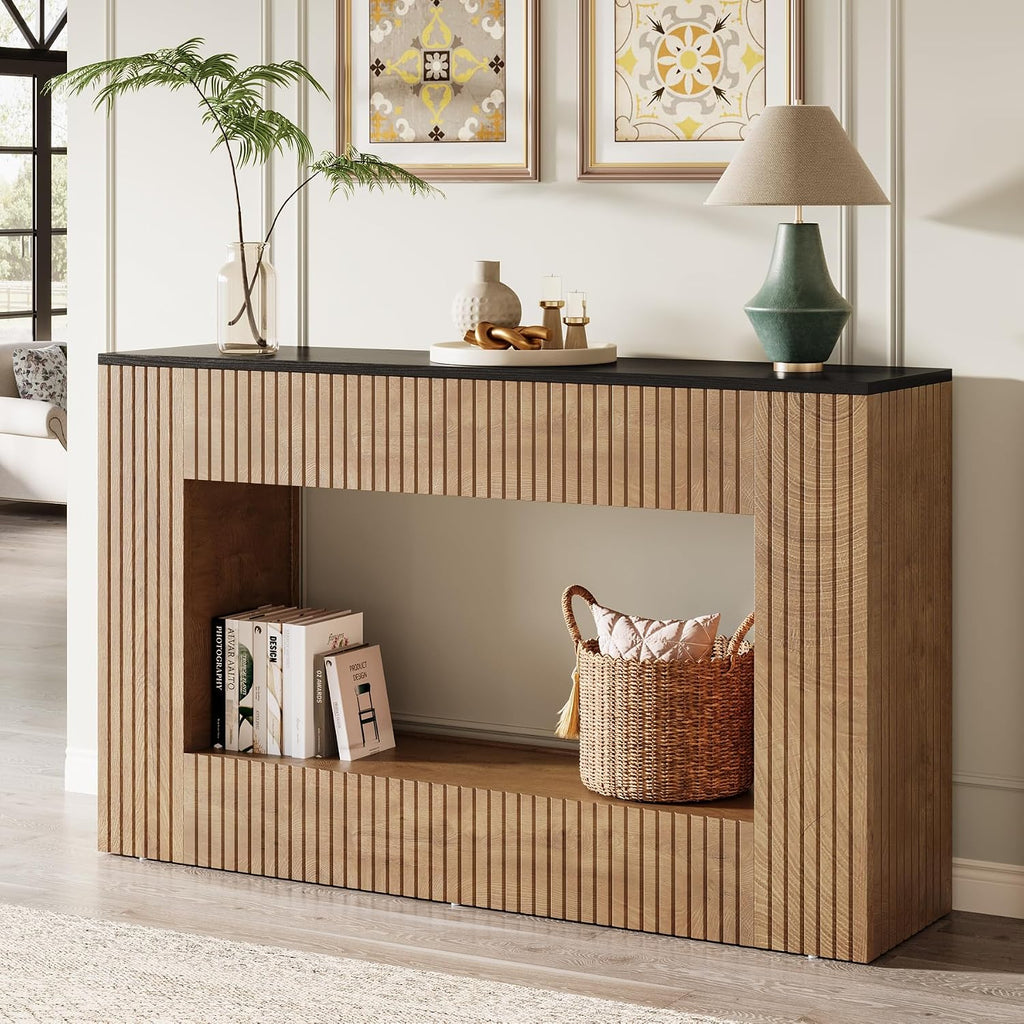 Tribesigns Modern Console Table, 55-Inch Wood Entryway Table with Storage, Narrow Long Sofa Table Behind Couch Table for Living Room, Foyer, Hallway, Brown