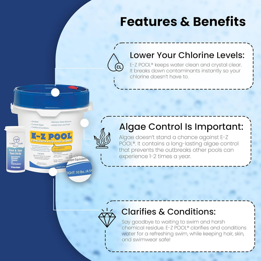 EZ Pool Concentrated Pool Blend Water Care 10 LB with Test Strips