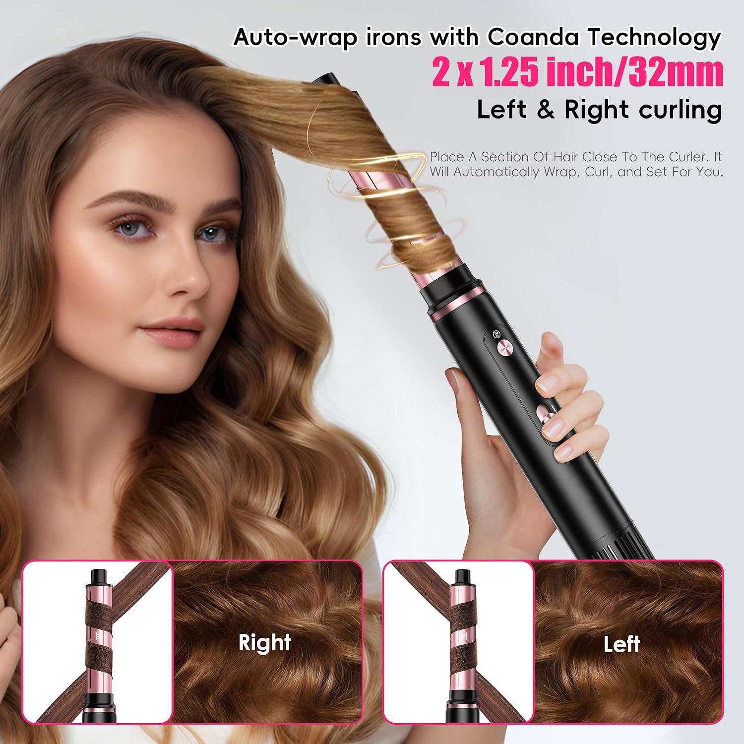 SKIMI 110,000 RPM Brushless Motor Hair Dryer Brush - 5 Multi-Styler for Fast Drying, Curling, Volumizing & Straightening | High-Speed Hot Air Brush for All Hair Types (Black & Rose Gold)