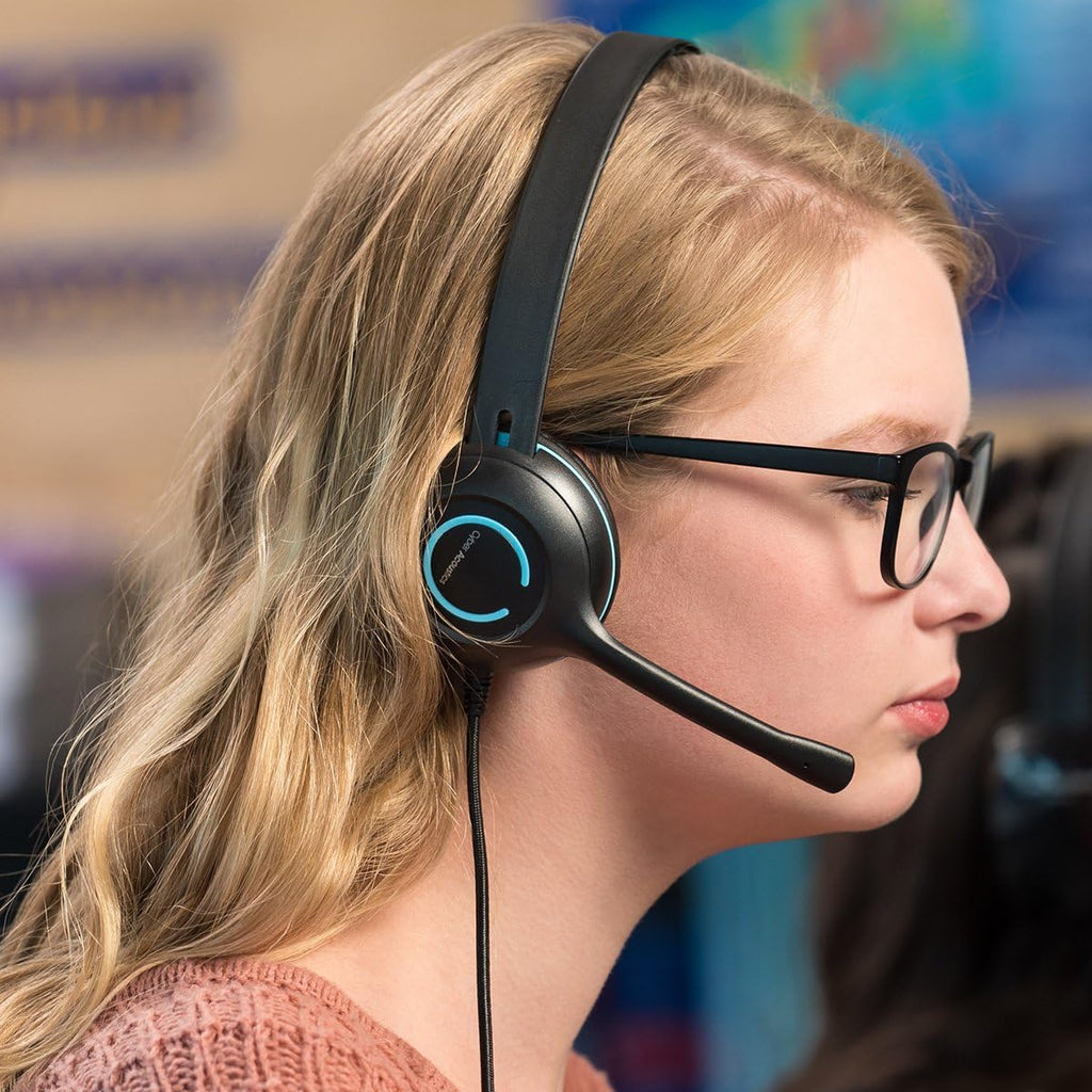 Cyber Acoustics USB Stereo Headset (AC-5008-80) – Durable, Crisp, and Clear Communication in Classrooms and at Home - 80 Pack
