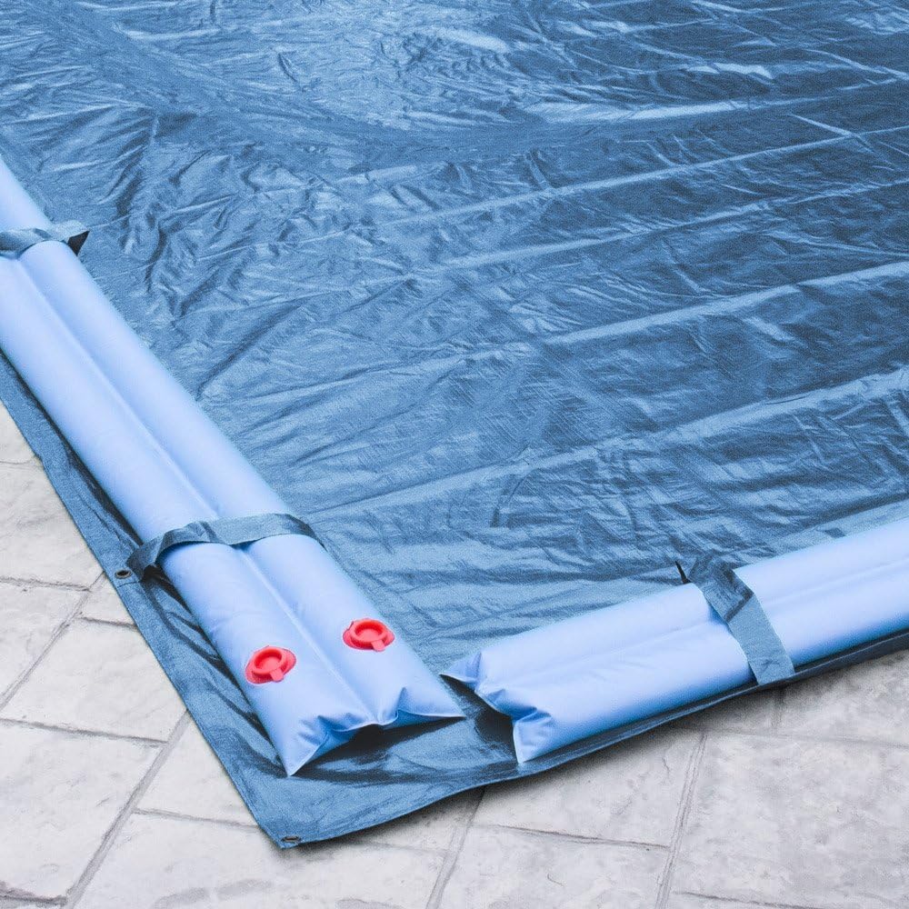 Pool Mate 14 x 28 ft Classic Blue Winter Pool Cover for Inground Pools, 5 ft Overlap (19 x 33 ft Cover Size), Solid 8 x 8 Scrim, 2.36 oz/yd2, 10-Year Warranty, Style: 351428RPM