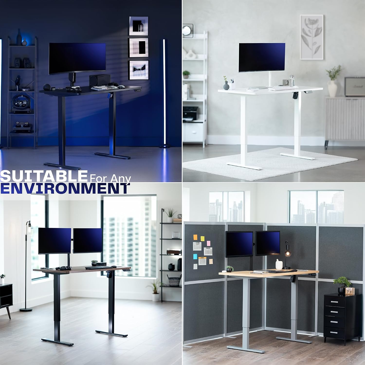 VIVO Electric 60 x 30 in Standing Desk, Memory Height Adjustment, 1B Series, Holds 220 lbs, Black Top White Frame, DESK-KIT-1W6B-30