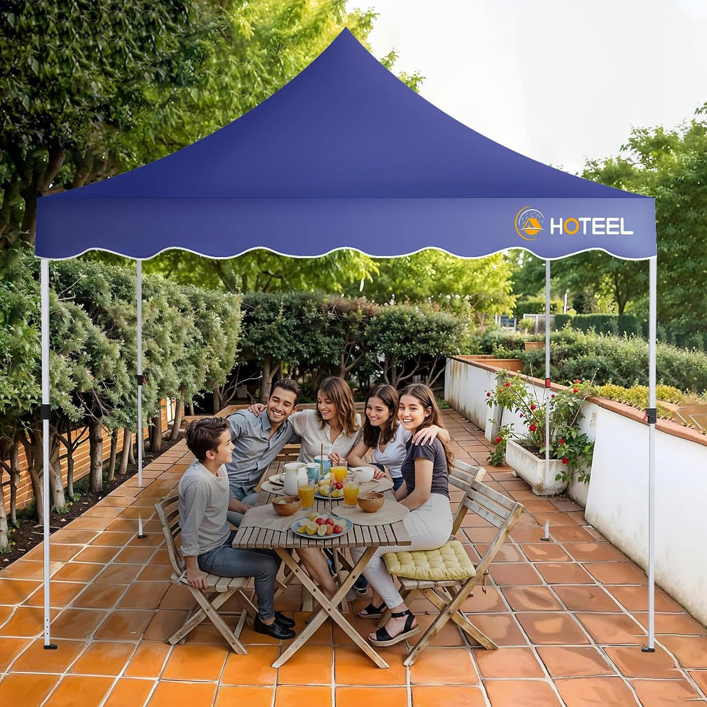Hoteel 10x10 Pop Up Canopy Tent | One Person Setup Outdoor Shade, UPF 50+ and Waterproof, 210D Oxford Top, 3 Heights Adjustable, 600D Carry Bag for Beach, Events, Commercial Use (Dark Blue)