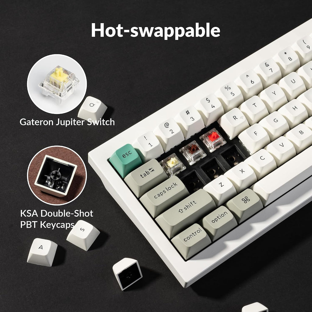 Keychron Q2 Max Wireless Custom Mechanical Gaming Keyboard, QMK/VIA Programmable Knob 2.4 GHz/Bluetooth 5.1/Wired, 65% Compact RGB Hot-Swap with Gateron Banana Switch for Mac Windows Linux - White