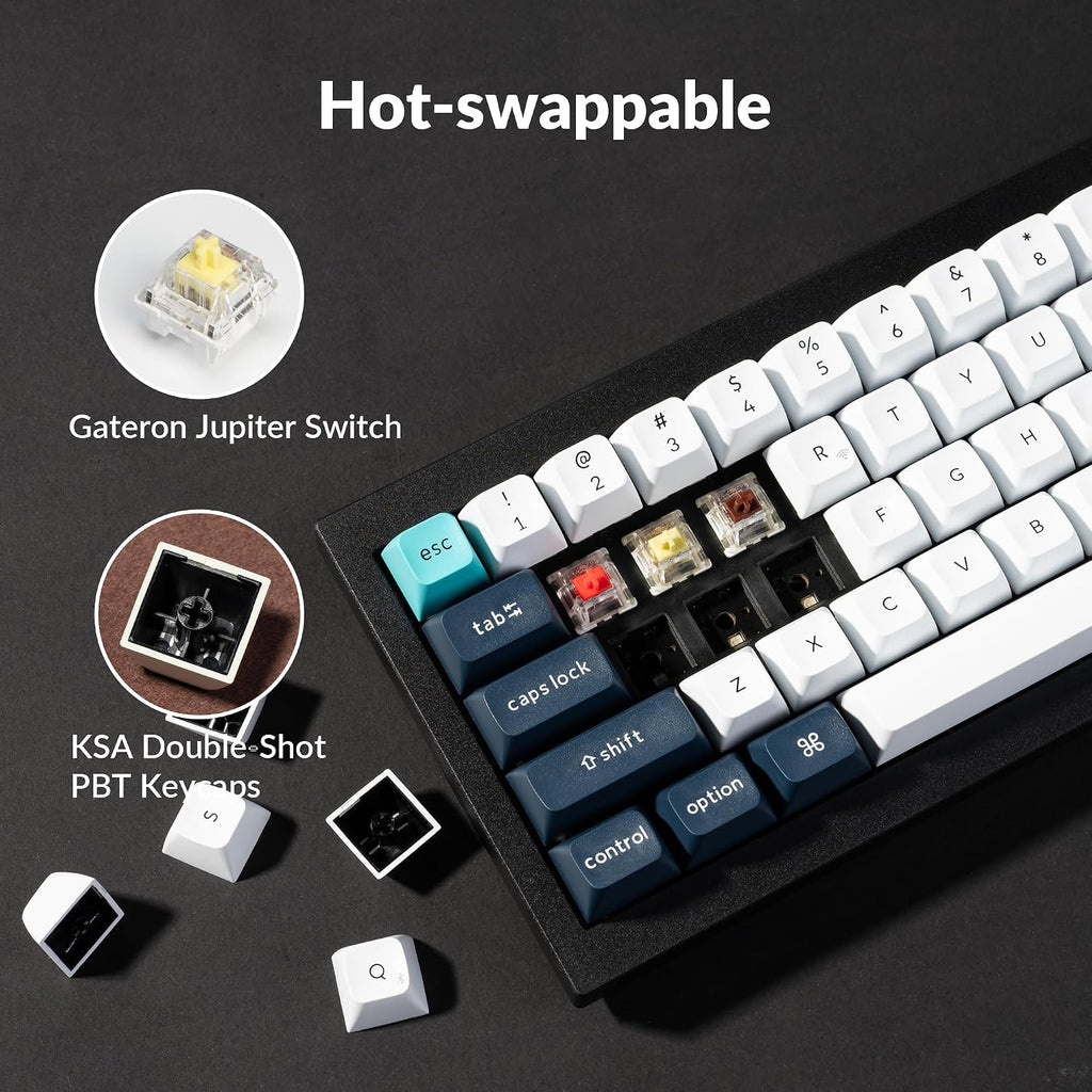 Keychron Q2 Max Wireless Custom Mechanical Gaming Keyboard, QMK/VIA Programmable Knob 2.4 GHz/Bluetooth 5.1/Wired, 65% Compact RGB Hot-Swap with Gateron Banana Switch for Mac Windows Linux - Black