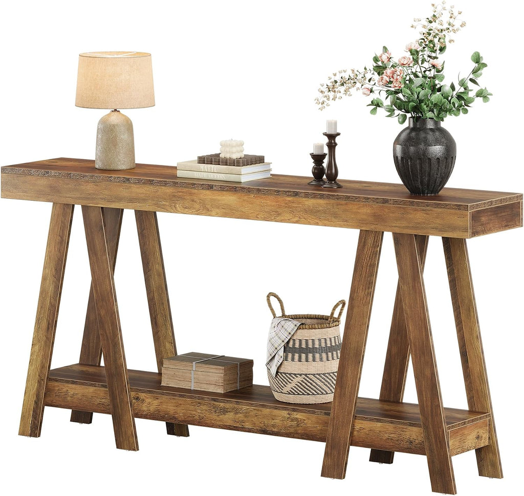 Tribesigns 70.87' Farmhouse Console Table, 2-Tier Entryway Accent Table Behind Sofa for Living Room, Entrance, Foyer