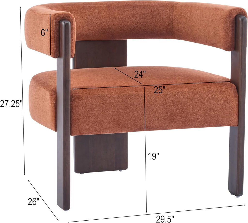 Christopher Knight Home Nettie Modern Accent Chair for Living Room, Velvet Fabric Single Lounge Sofa Chair with Wooden Frame, Comfy Reading Chair for Bedroom, Lounge Armchair with Cushion,Burnt Orange