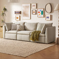 mopio Oversized Modular Sectional Sofa with Fully Removable Covers and Storage, Convertible U, L-Shaped and Sleeper Sectional, Modern Couches with Ottoman Chaise (Oat Fabric, 3 Seater)