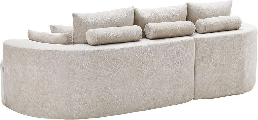 Christopher Knight Home Carden 106' Curved Modular Sectional Sofa, Comfy Sofa Couch with Chaise Lounge, Modern Cloud Couch with Deep Seat, Fabric Upholstered Set for Living Room Bedroom, Silver Lining