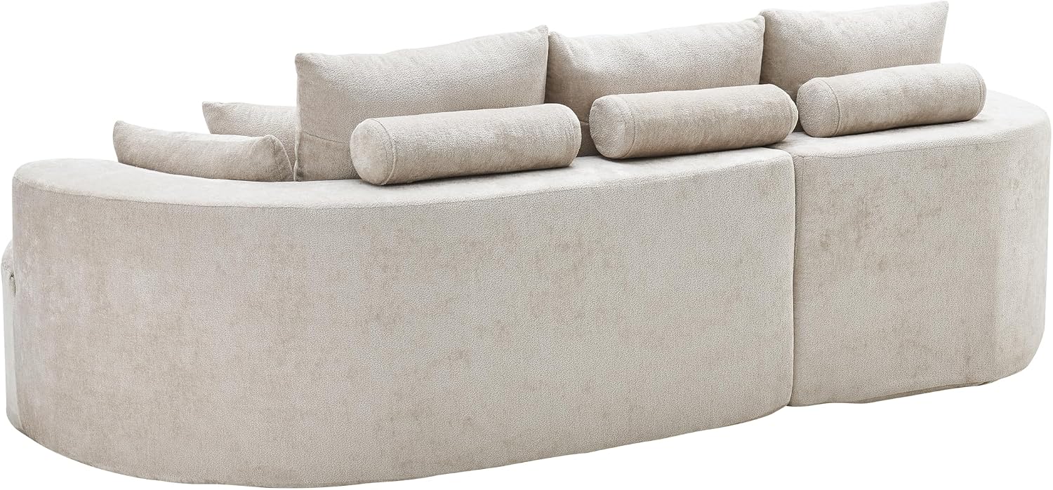 Christopher Knight Home Carden 106' Curved Modular Sectional Sofa, Comfy Sofa Couch with Chaise Lounge, Modern Cloud Couch with Deep Seat, Fabric Upholstered Set for Living Room Bedroom, Silver Lining