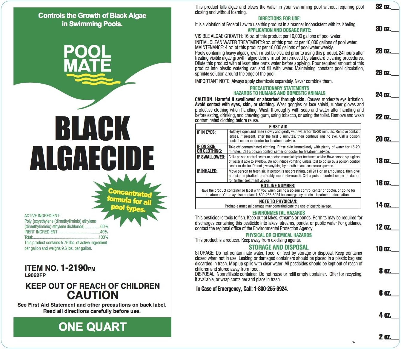 Pool Mate 1-2190-04 Black Pool Algaecide, 4-Pack