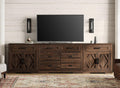 WAMPAT 110' W Large TV Stand,3-in-1 Farmhouse Entertainment Center with Storage Barn Door Cabinet,TV Console Table with Media Cabinet and Drawers for Living Room,Bedroom,Dark Brown