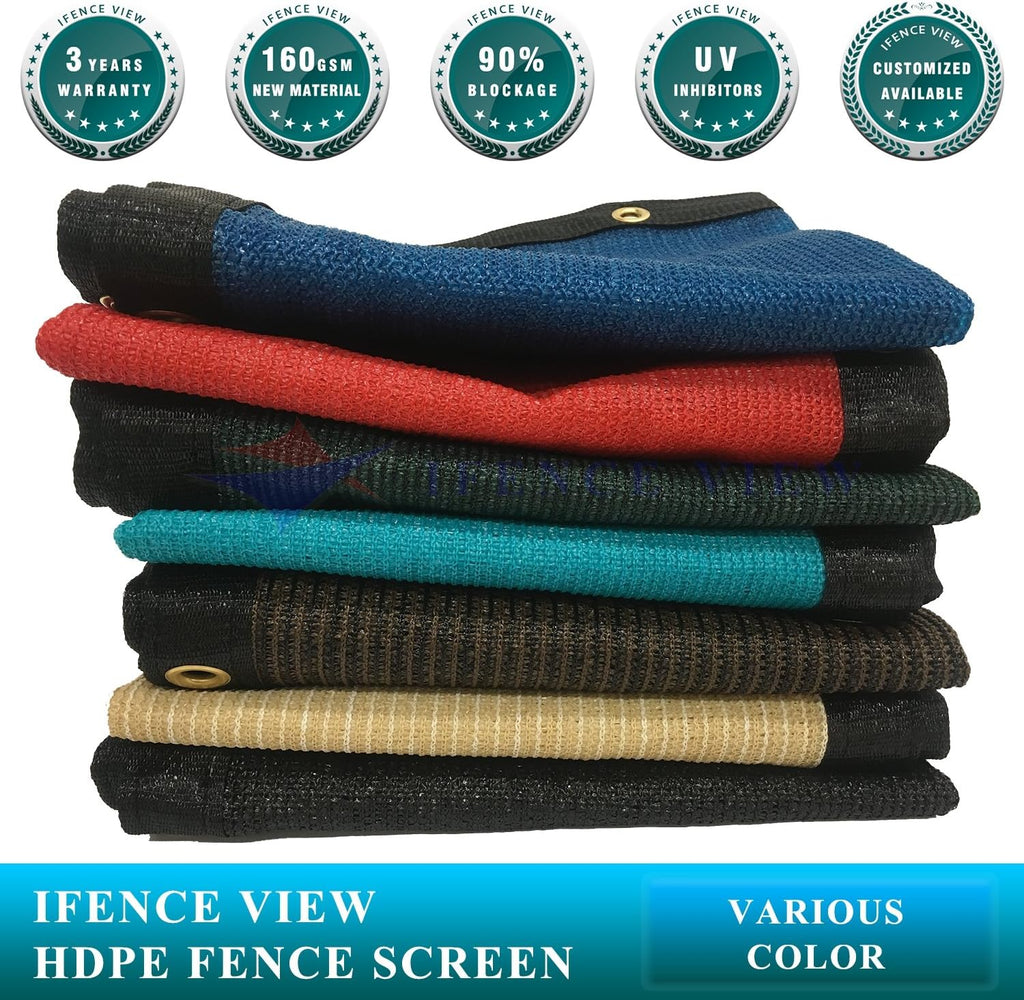 Ifenceview 3' x 1' to 3' x 100' Black Shade Cloth Fabric Fence Privacy Screen Panels Mesh Net for Construction Site Yard Garden Pergola Gazebos Railing Canopy Awning 180 GSM UV Protection (3' x 77')