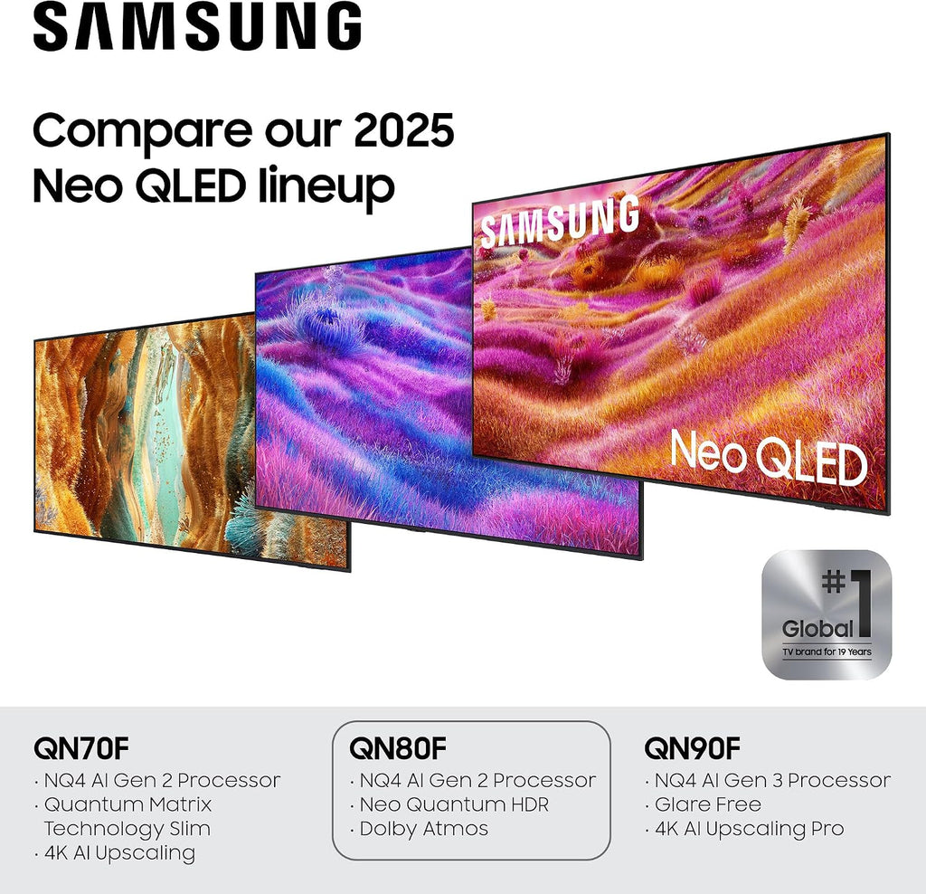 Samsung 55-Inch Class Neo QLED 4K QN80F Series, Vision AI, Mini LED Smart TV (2025 Model, 55QN80F) Neo Quantum HDR, Object Tracking Sound Lite w/Dolby Atmos, NQ4 Gen2 Processor, Alexa Built-in