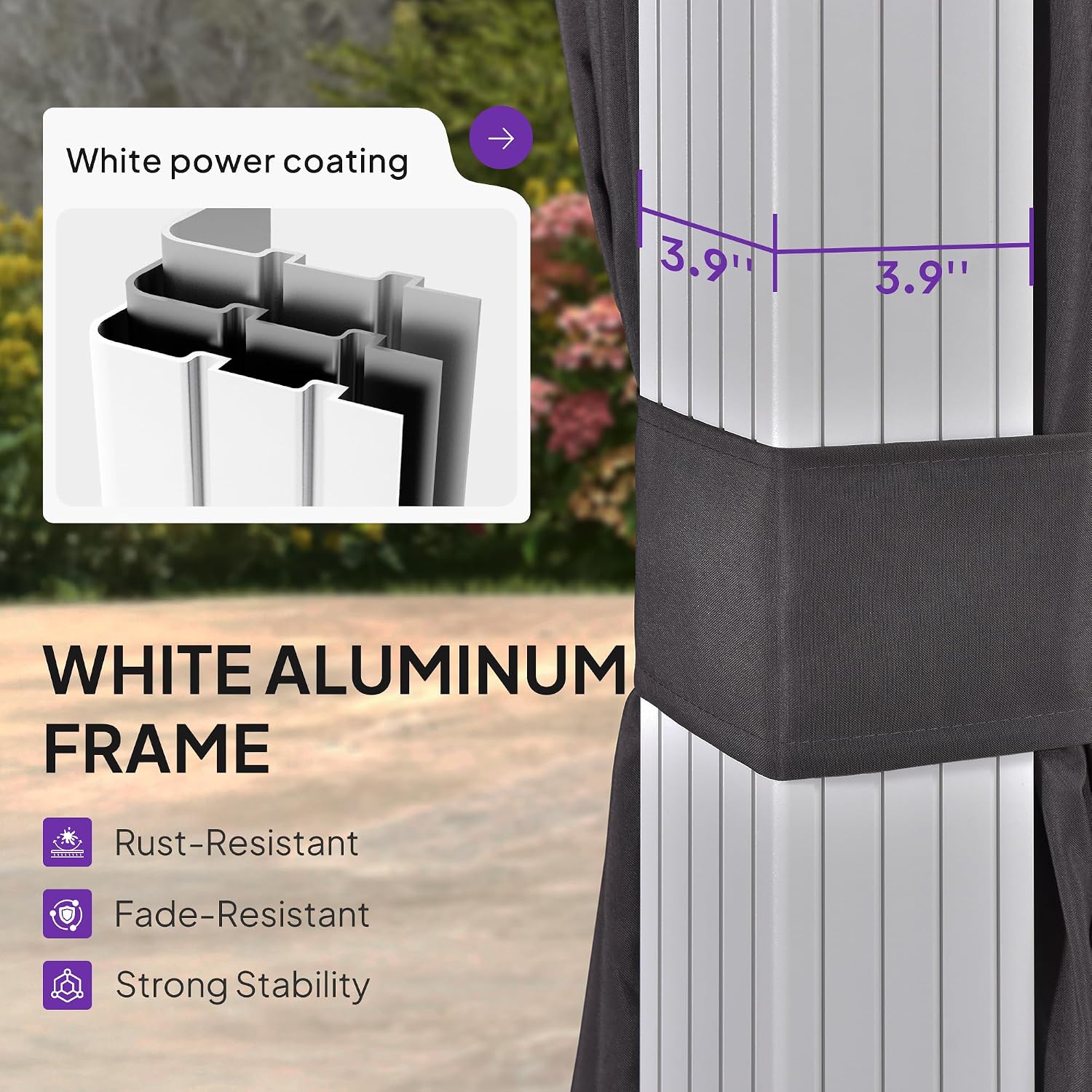 PURPLE LEAF 10' X 10' Outdoor Gazebo Galvanized Steel Double Roof White Aluminum Frame Hardtop Heavy Duty Gazebo with Curtain and Netting for Patio Garden and Backyard, Grey