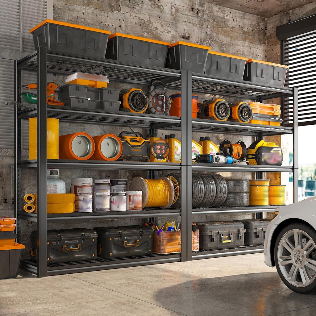 REIBII 48' W Garage Shelving Load 2500LBS, 5 Tier Storage Shelves, Adjustable Garage Storage Shelves, Heavy Duty Shelving for Warehouse, Pantry, Basement, Commercial, 48' W X 72' H X18 D