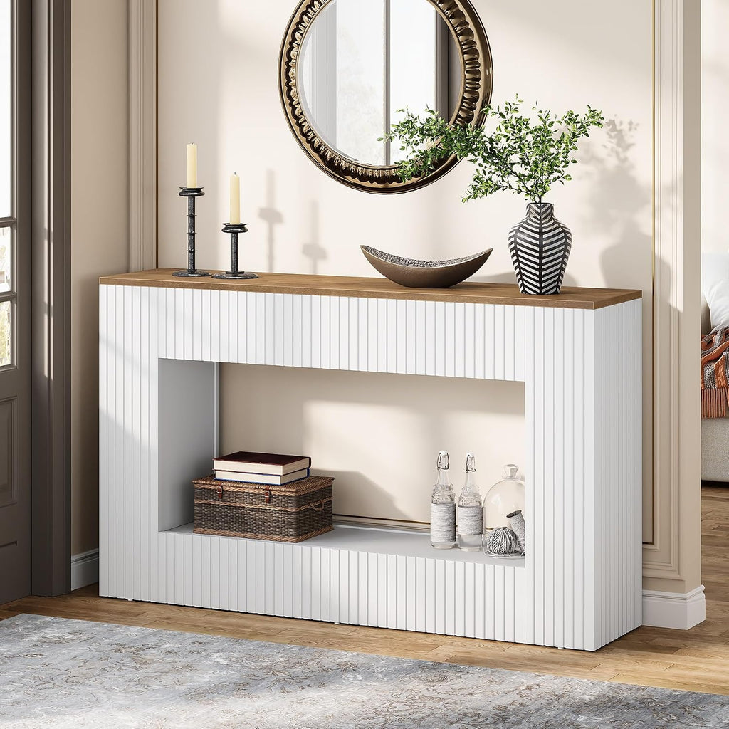 Tribesigns Modern Console Table, 55-Inch Wood Entryway Table with Storage, Narrow Long Sofa Table Behind Couch Table for Living Room, Foyer, Hallway, White