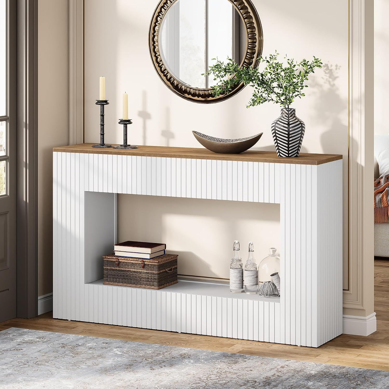 Tribesigns Modern Console Table, 55-Inch Wood Entryway Table with Storage, Narrow Long Sofa Table Behind Couch Table for Living Room, Foyer, Hallway, White