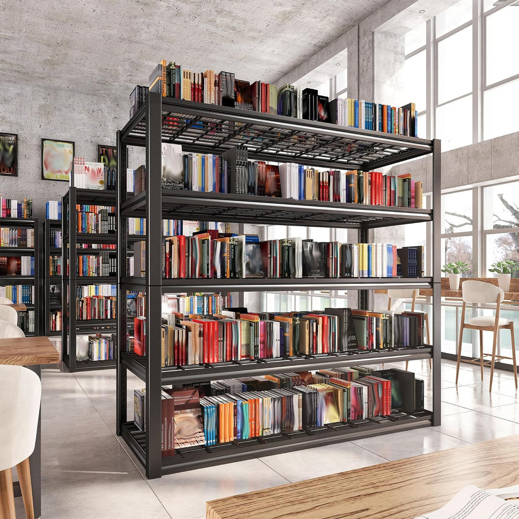 REIBII 48' W Garage Shelving Load 2500LBS, 5 Tier Storage Shelves, Adjustable Garage Storage Shelves, Heavy Duty Shelving for Warehouse, Pantry, Basement, Commercial, 48' W X 72' H X18 D