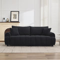 88 'Modern Boucle Sofa Couch, Oversized Comfy 3 Seater Sherpa Curved Sofas Deep Seat, Upholstered Loveseat Teddy Round Arm Couches for Living Room, Bedroom, Black