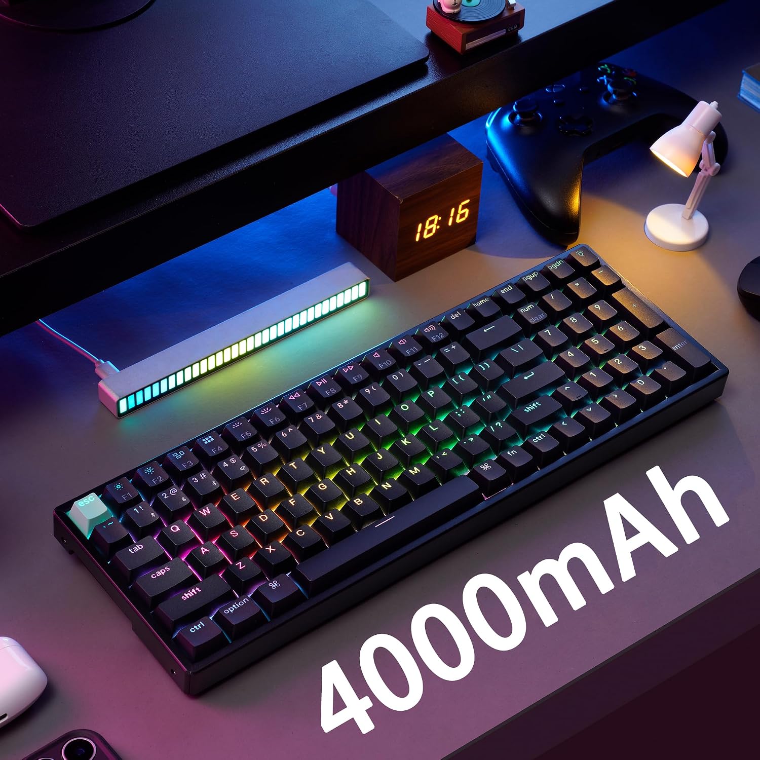 Keychron K4 HE QMK Wireless Gaming Custom Mechanical Keyboard, 2.4 GHz/Bluetooth/Wired 96% Layout Hot-Swappable Programmable RGB Backlit Gateron Magnetic Switches for Mac Windows Black