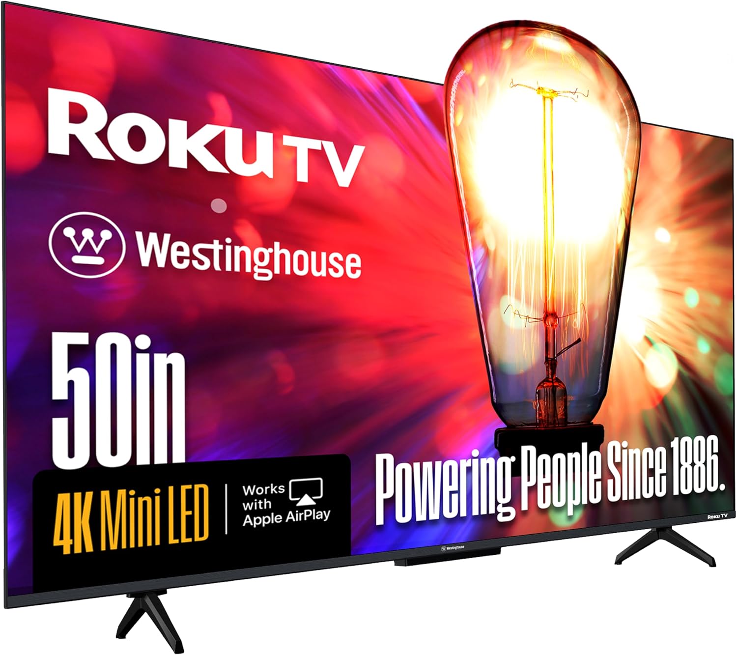Westinghouse 50' Mini-LED 4K UHD Roku TV, Dolby Vision HDR, QLED Quantum Color, Local Dimming, MEMC Motion, Apple HomeKit & AirPlay 2