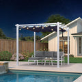 PURPLE LEAF Pergola Retractable Canopy White Patio Metal 10'X 10' Pergola for Backyard Deck Garden, Navy Blue