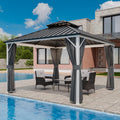 COOS BAY 12x12 Hardtop Gazebo with Aluminum Frame, Galvanized Steel Roof with UV Protection for Patio, Backyard, Garden, Outdoor Events, White/Gray