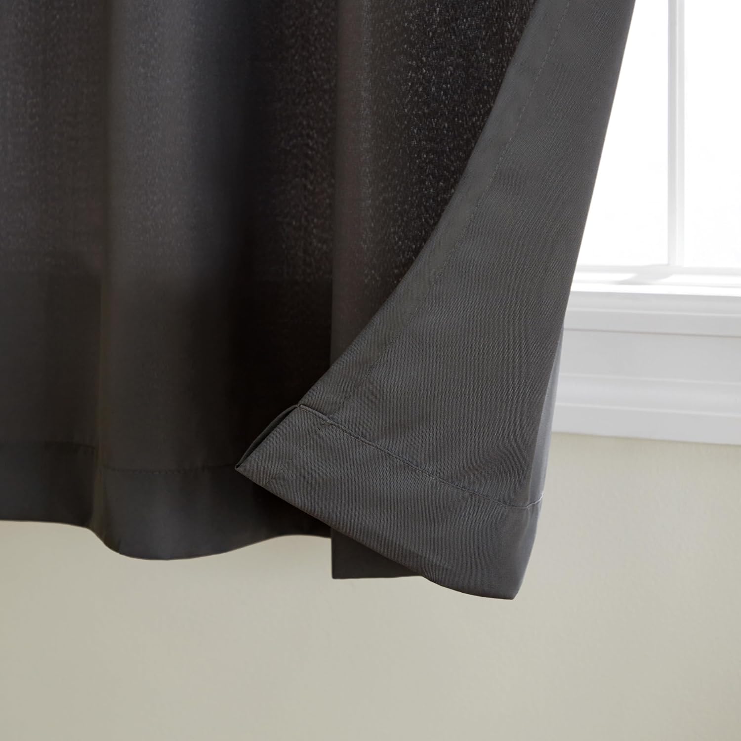 TOWN & COUNTRY BASICS Cabana Solid Heavyweight Indoor Outdoor Curtains, Light Filtering Opacity with Grommet Top, Water Repellent, 2-Pack Set, 54'x96', Charcoal (Pack of 6)