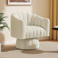 Dewhut Swivel Accent Chair, 360° Swivel Barrel Chair with Armrest, Velvet Upholstered Single Sofa Reading Chair for Living Room,Bedroom,Waiting Room(Beige)
