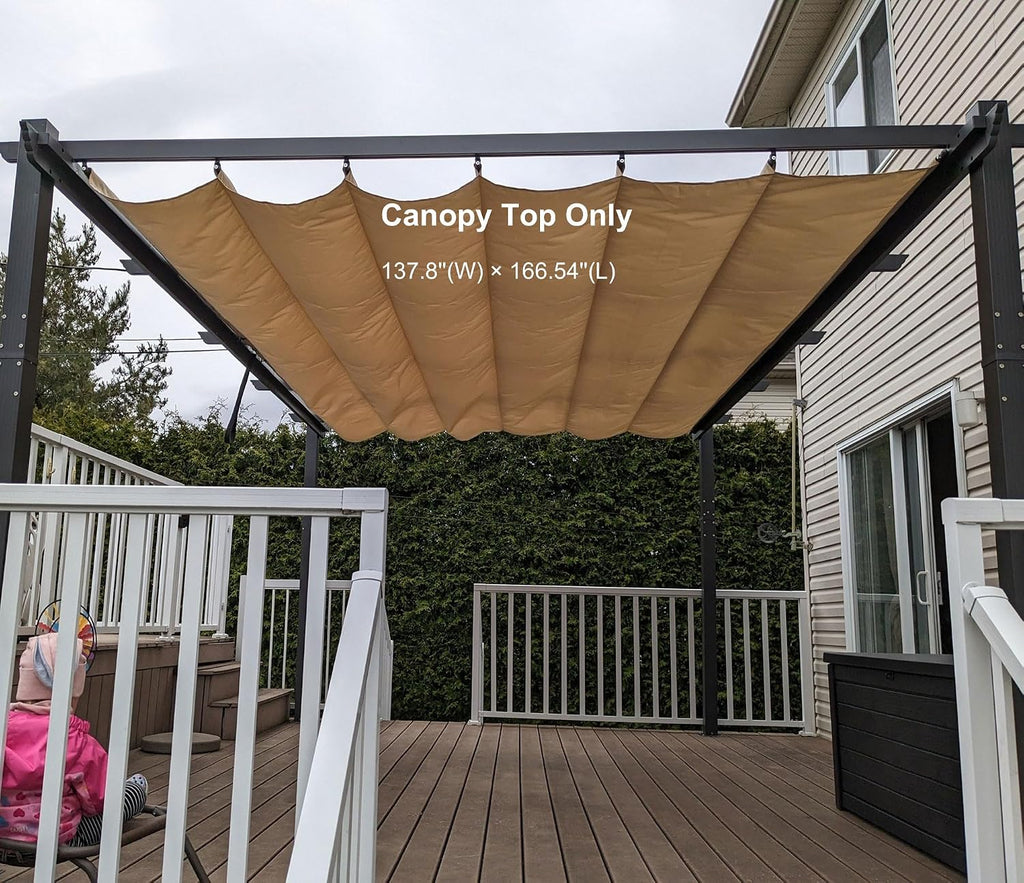 PURPLE LEAF Pergola Shade Cover for 12' X 16' Deck Porch Outside Outdoor Retractable Durable Fabric Canopy Replacement Top Only Beige